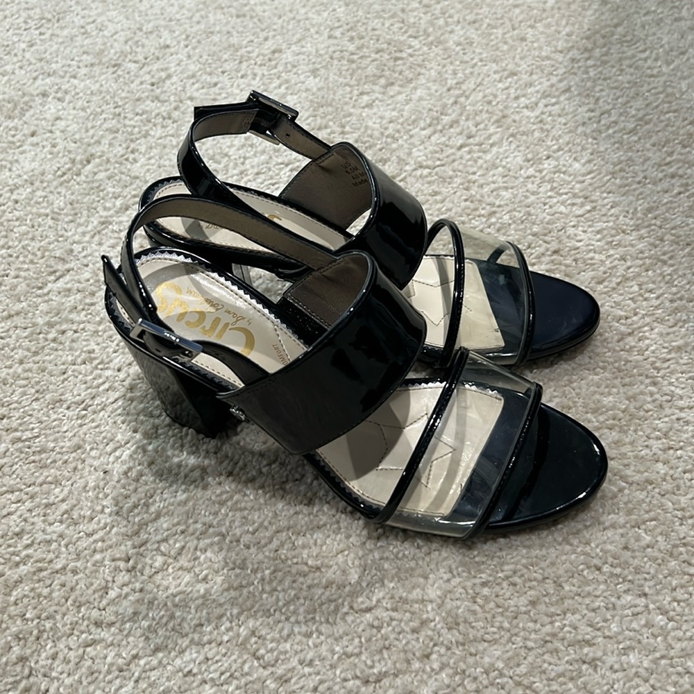 Clear/patent block heel sandals Sam Edelman size 6.5